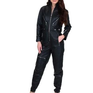 Juicy Couture Black Label Leather Utility Jumpsuit